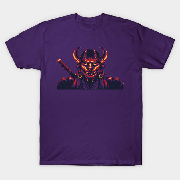 Pixel Demon Samurai T-Shirt by Doomgriever